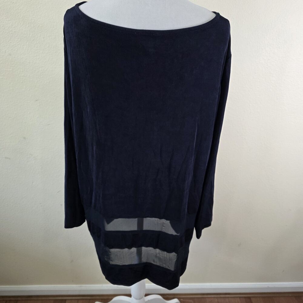 Chico's Travelers Women's Size 3 (XL) Navy Blue Slinky 3/4 Sleeve Tunic Shirt - Picture 3 of 6